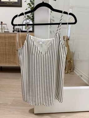 Socialite Ivory and Black Vertical Stripe Camisole